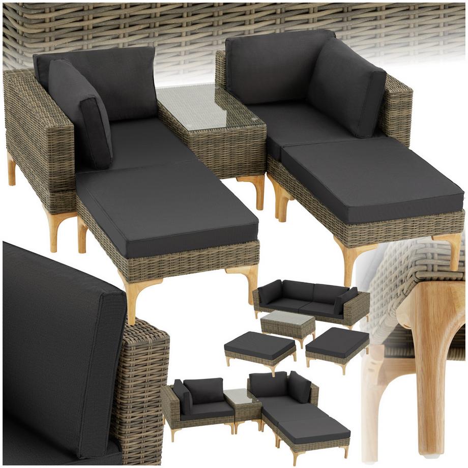 Tectake Salottino lounge in rattan  Bellaria con telaio in alluminio  