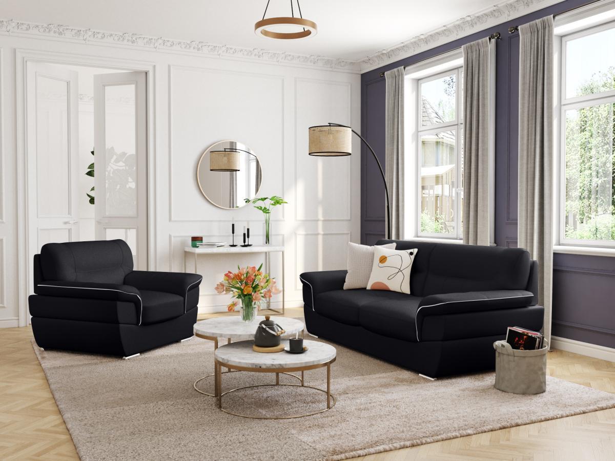 Vente-unique Ledersofa 3Sitzer THIBAULT  