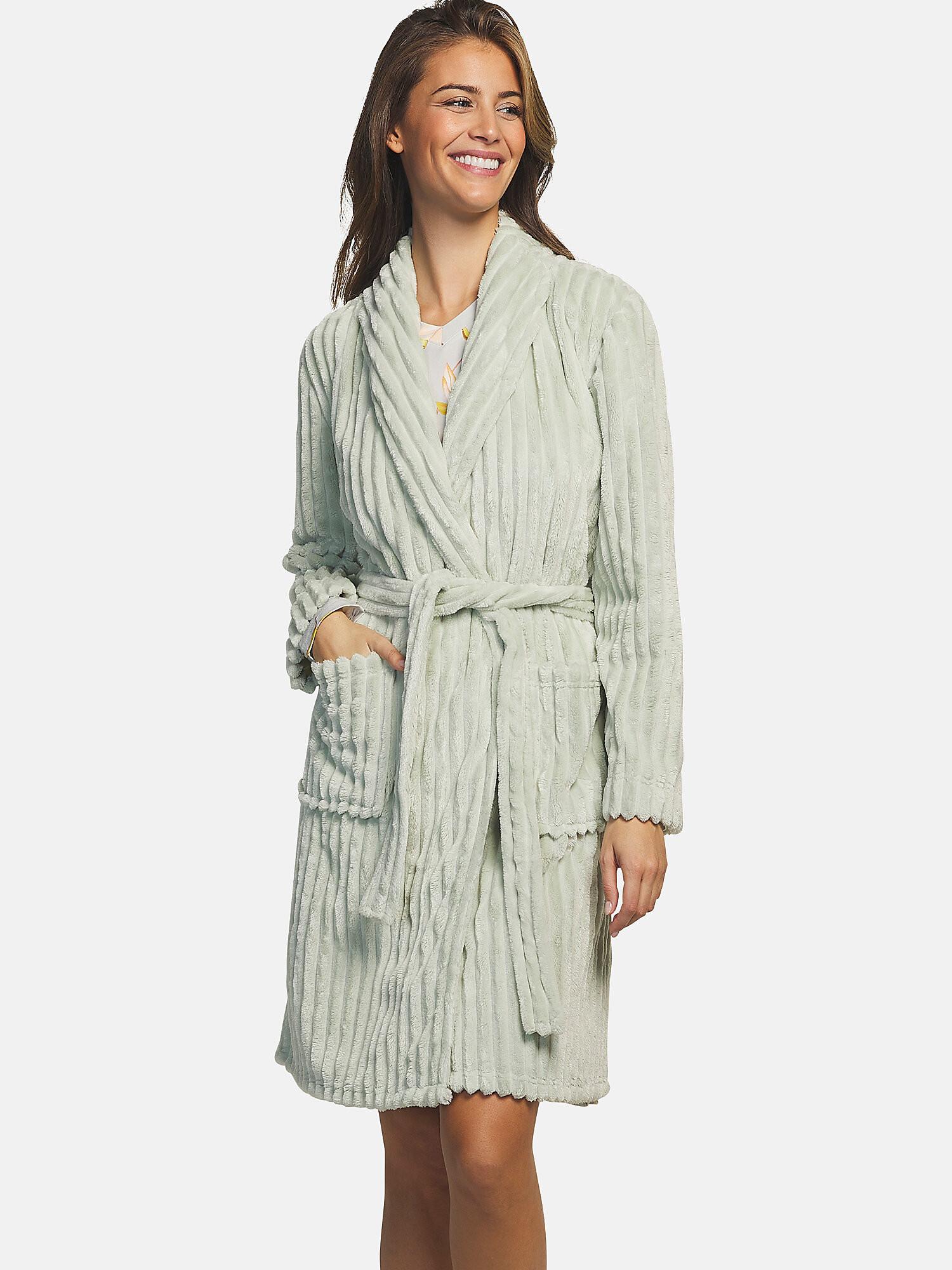 Image of Morgenmantel Mit Langen Ärmeln Supersoft Damen Grün L/XL