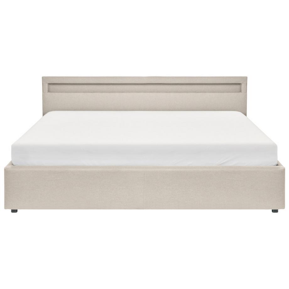 Beliani Lit ottoman avec LED en Tissu  ARMELLE  