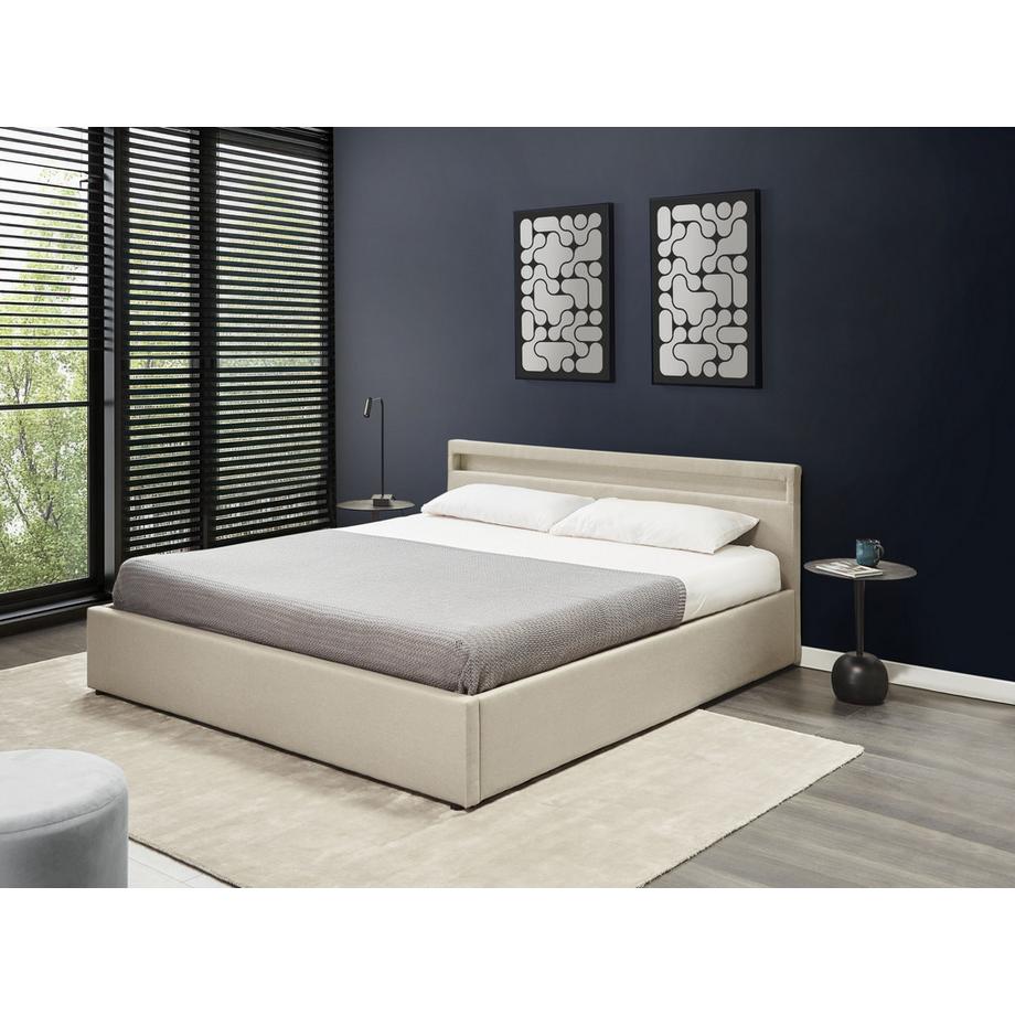 Beliani Lit ottoman avec LED en Tissu  ARMELLE  
