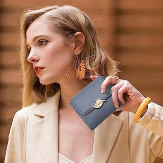 Only-bags.store Portafoglio RFID Blocking Pelle PU Piccolo Chiusura Foglia Dorata  