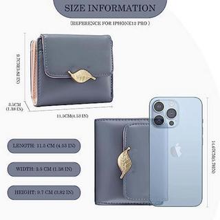 Only-bags.store Portafoglio RFID Blocking Pelle PU Piccolo Chiusura Foglia Dorata  