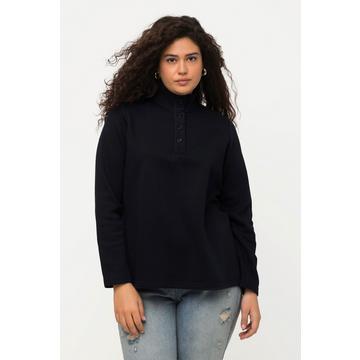 Sweat-shirt, col montant en maille, boutons, manches longues