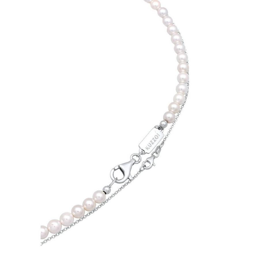 Kuzzoi  Halskette Muschelkernperlen Kreuz Klassik 2Er Set 925 Silber 