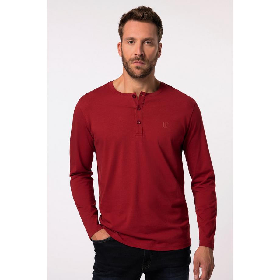 JP1880 T-shirt Henley basique à manches longues avec patte de boutonnage  