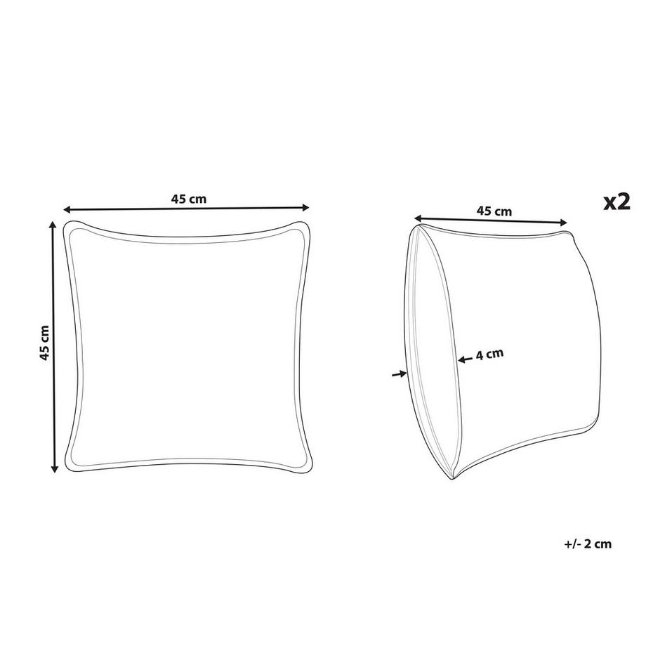 Beliani Lot de 2 coussins décoratifs en Velours Traditionnel YUZURI  