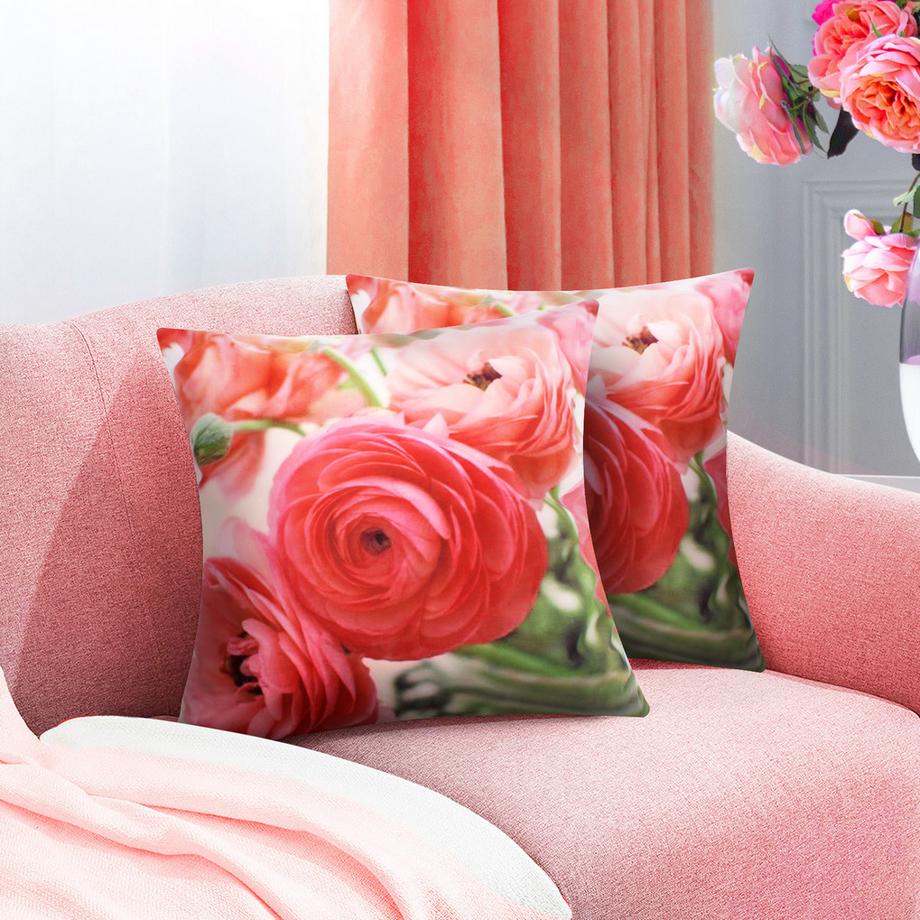Avizar 2 Stk. Kissenbezüge Rosenblüten  
