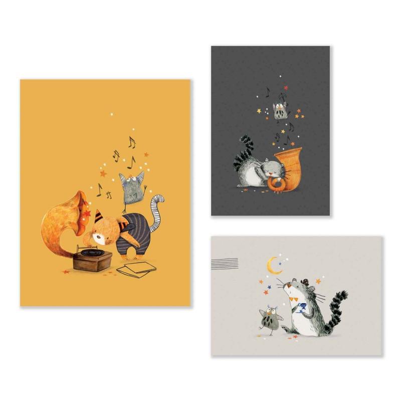 Image of Set von 3 Plakaten, Les Moustaches Set von 3 Plakaten, Les Moustaches