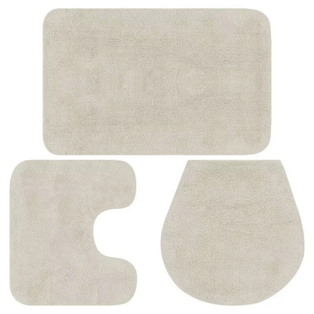 Jeu de tapis de salle de bain 3 pcs Tissu Blanc Vidaxl