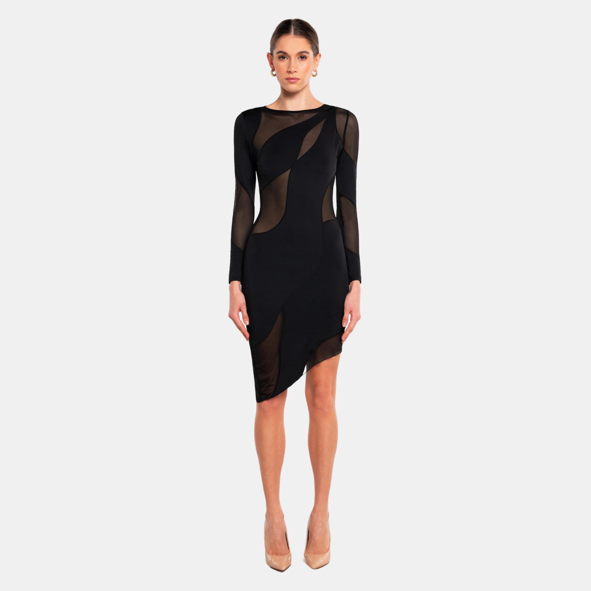 Image of Spiral Long Sleeve Dress Damen Schwarz L
