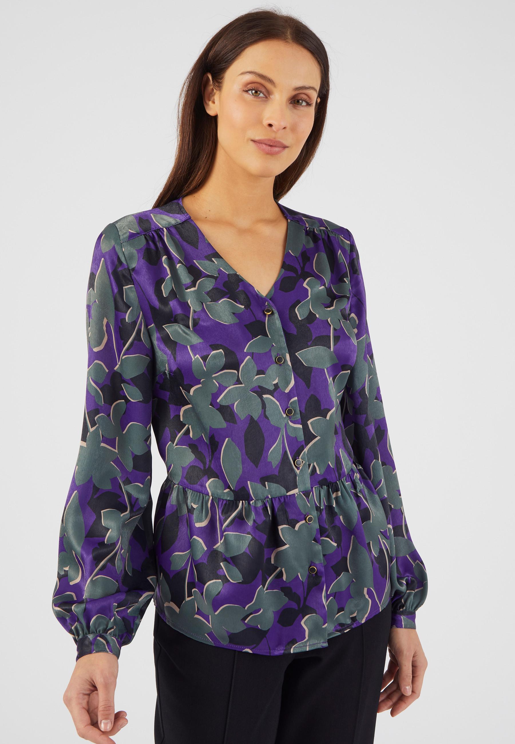 Image of Satinbluse Mit Schößchen Damen Violett 46