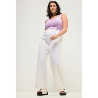 Studio Untold  Pantalon en lin mélangé taille haute à jambes larges et taille élastique 