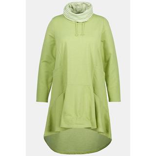 Ulla Popken  Sweatkleid, A-Linie, drapierter Stehkragen, Langarm 