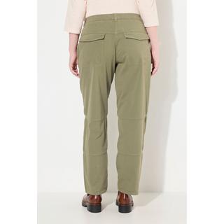 Ulla Popken  Pantaloni cargo di cotone biologico con taglio della gamba largo e cintura elastica grigio pietra 46 831804190-46 