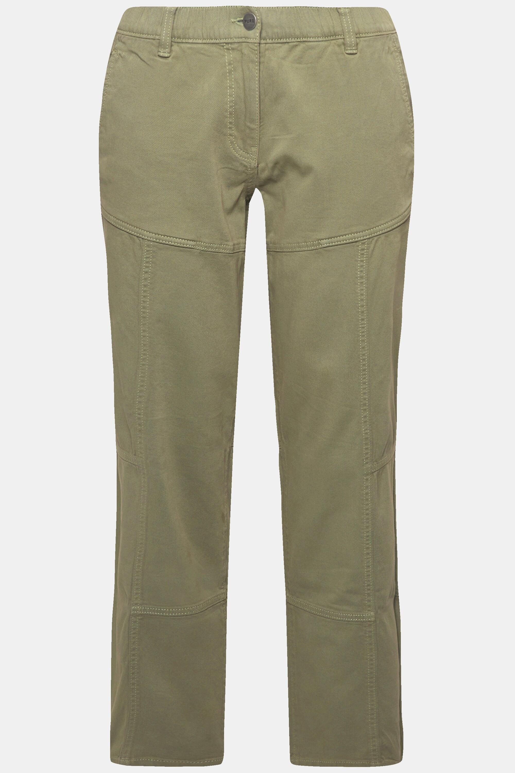 Ulla Popken  Pantaloni cargo di cotone biologico con taglio della gamba largo e cintura elastica grigio pietra 46 831804190-46 