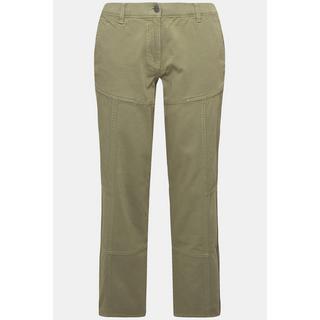 Ulla Popken  Pantaloni cargo di cotone biologico con taglio della gamba largo e cintura elastica grigio pietra 46 831804190-46 