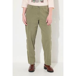 Ulla Popken  Pantaloni cargo di cotone biologico con taglio della gamba largo e cintura elastica grigio pietra 46 831804190-46 