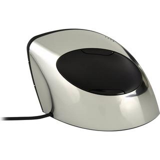 Evoluent  Vertical Mouse Corded Right Hand Mouse ergonomico USB Ottico Nero, Argento 5 Tasti Ergonomico 