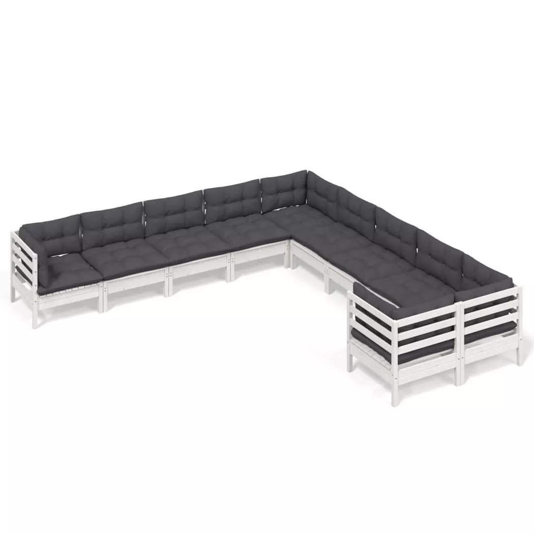 VidaXL - Salon de jardin bois de pin, One Size, Blanc
