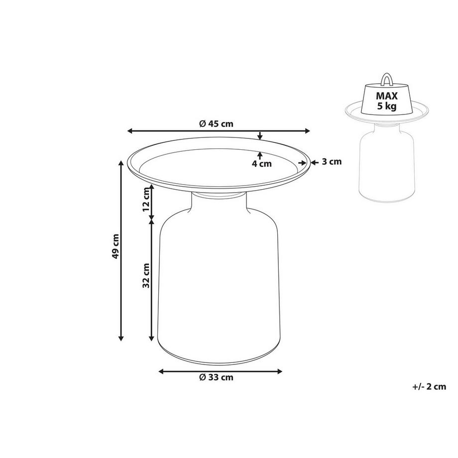 Beliani Table d'appoint en Métal Glamour DOVE  