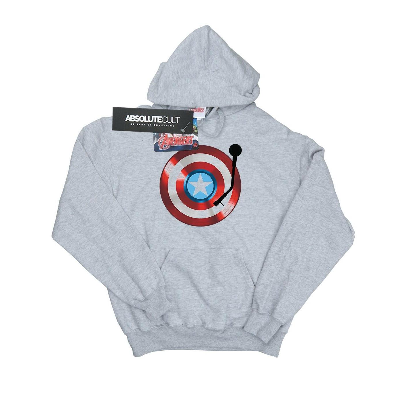 Image of Captain America Turntable Kapuzenpullover Unisex Grau 140/146