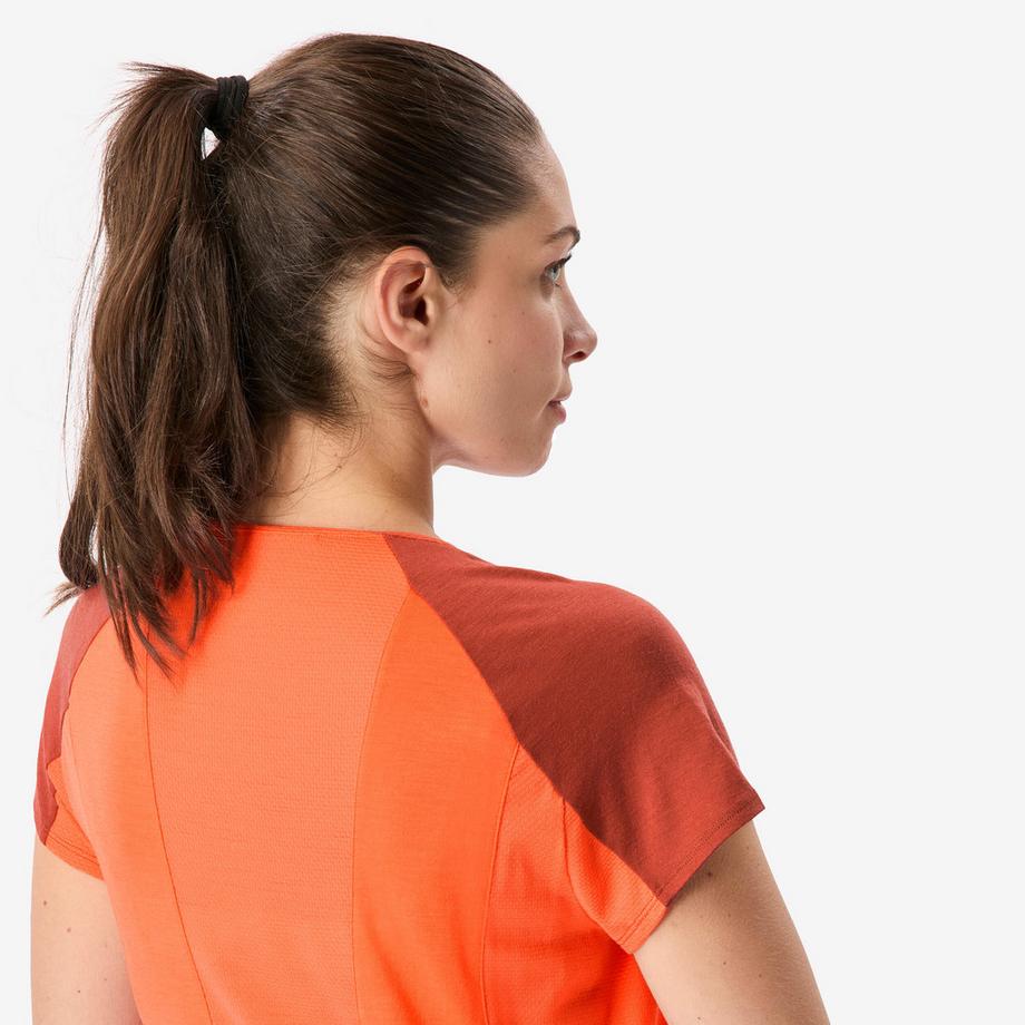 SIMOND TREK 500 T-shirt de trek manches courtes en laine mérinos femme, Merino Resist orange 