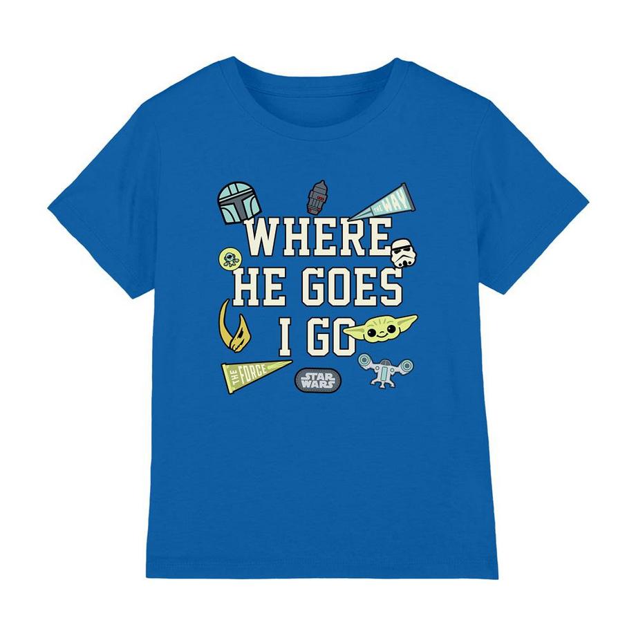Where He Goes Maglietta Grogu Distintivo