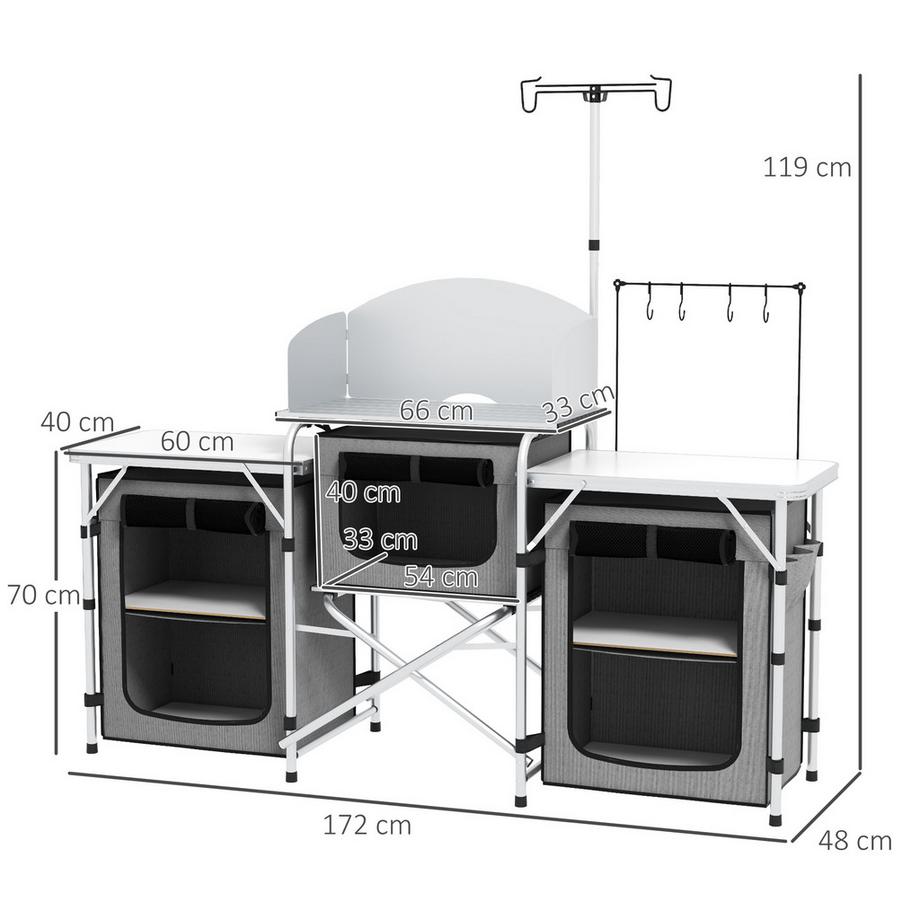 Outsunny  Campingküche, Aluminium, Grau 