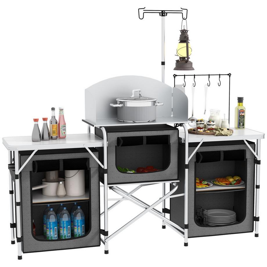 Outsunny  Campingküche, Aluminium, Grau 