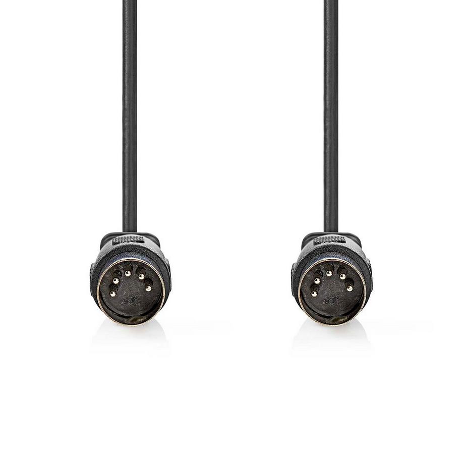 Nedis  DIN ljudkabel | DIN 5-Pin Hane | DIN 5-Pin Hane | Nickelplaterad | 1.00 m | Round | PVC | Svart | Label 