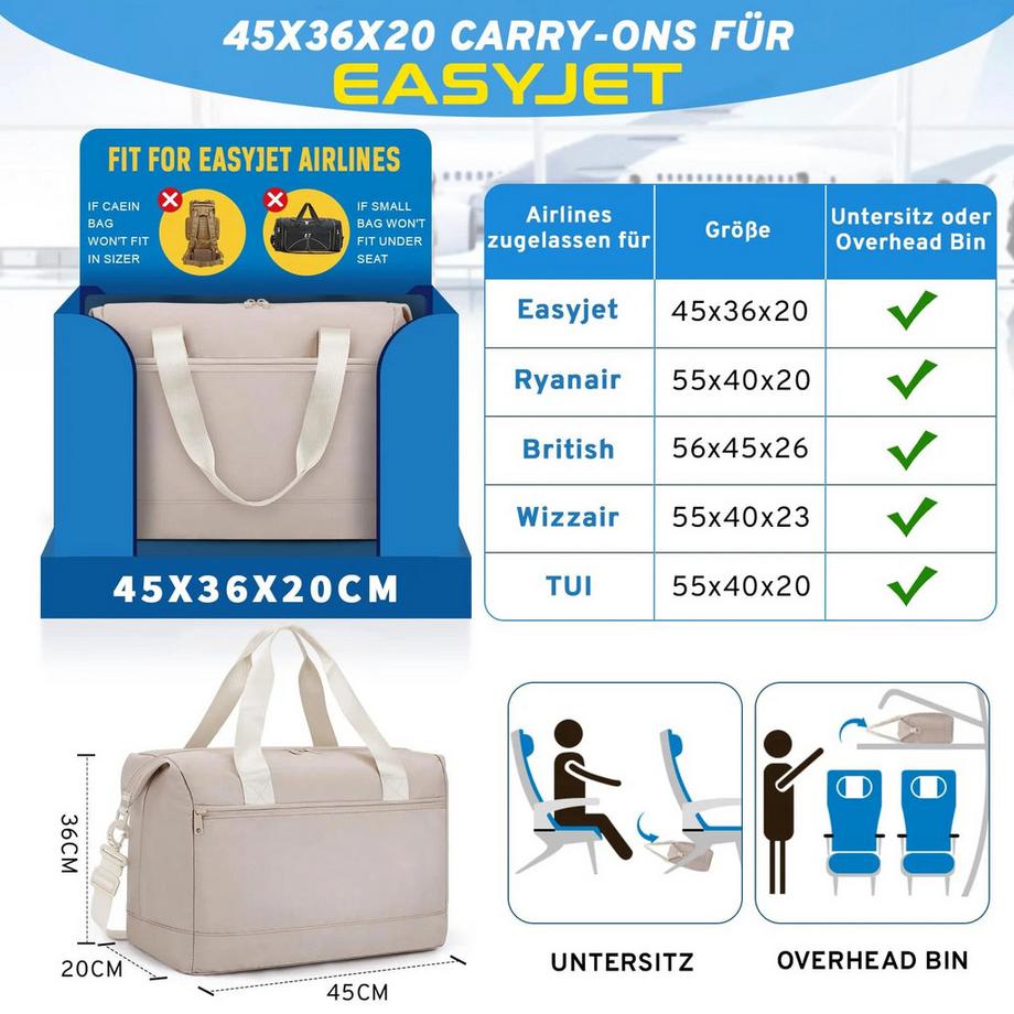 Only-bags.store Faltbare Handgepäcktasche unter dem Sitz  