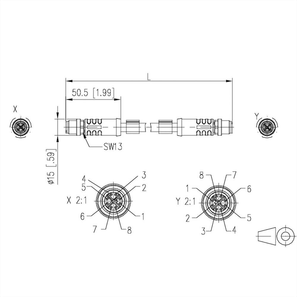 METZ CONNECT  M12 Industrial Ethernet Leitung, X-kodiert, 2.0 m, M12 Stecker gerade - M12 Stecker gerade 