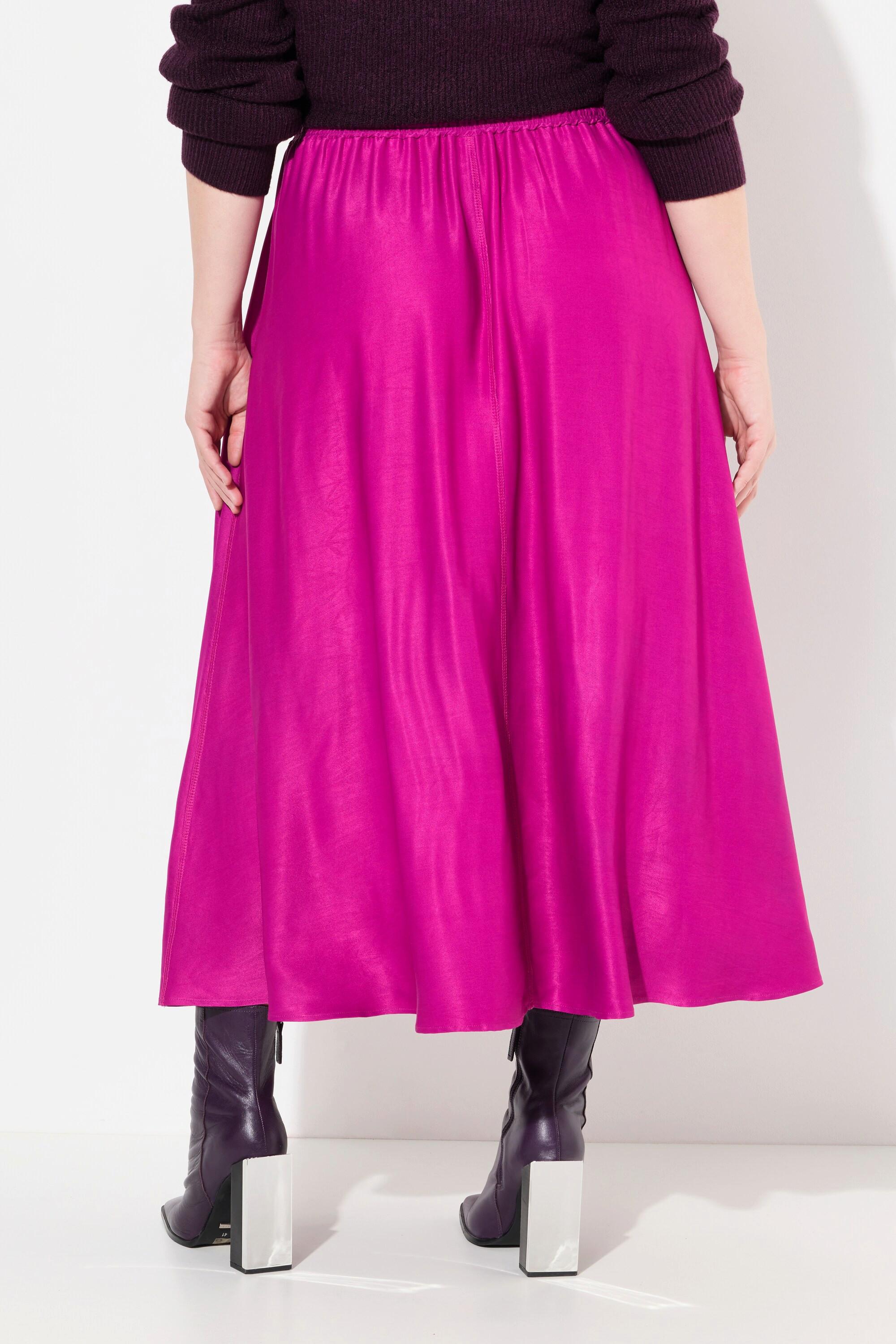 Ulla Popken Gonna Midi Raso Taglio Svasato Vita Elastica Laccetto  