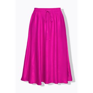 Ulla Popken  Jupe midi en satin, silhouette en A, ceinture élastique et cordon de serrage 