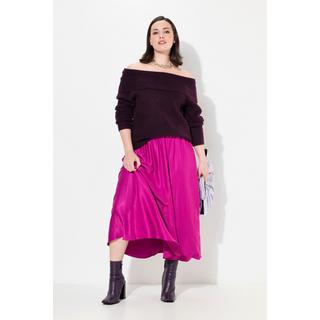 Ulla Popken Jupe Midi Satin Silhouette A Ceinture Élastique Cordon de Serrage  