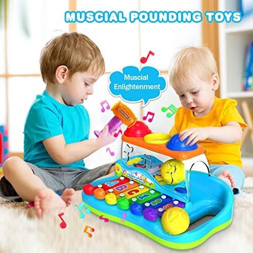 Activity-board  Xylophone avec jouet de jeu de marteau, jouet musical pour bébé xylophone à partir de 1 an 