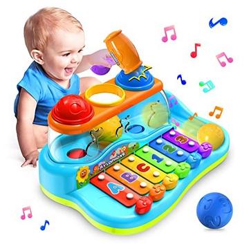Xylophon mit Hammerspiel Spielzeug, Xylophon Baby Musikspielzeug ab 1 Jahr