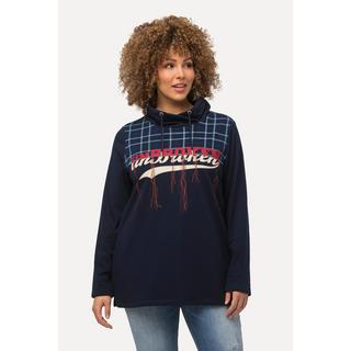 Ulla Popken  Sweat-shirt en tissu éponge à col montant et manches longues, carreaux 