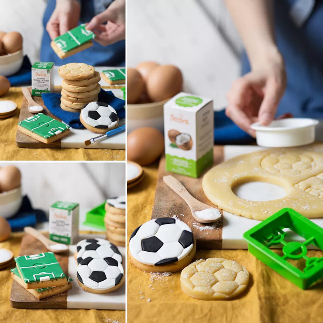 Decora - Ausstecher Fussball und Spielfeld 2 Stück, Gelb Bunt
