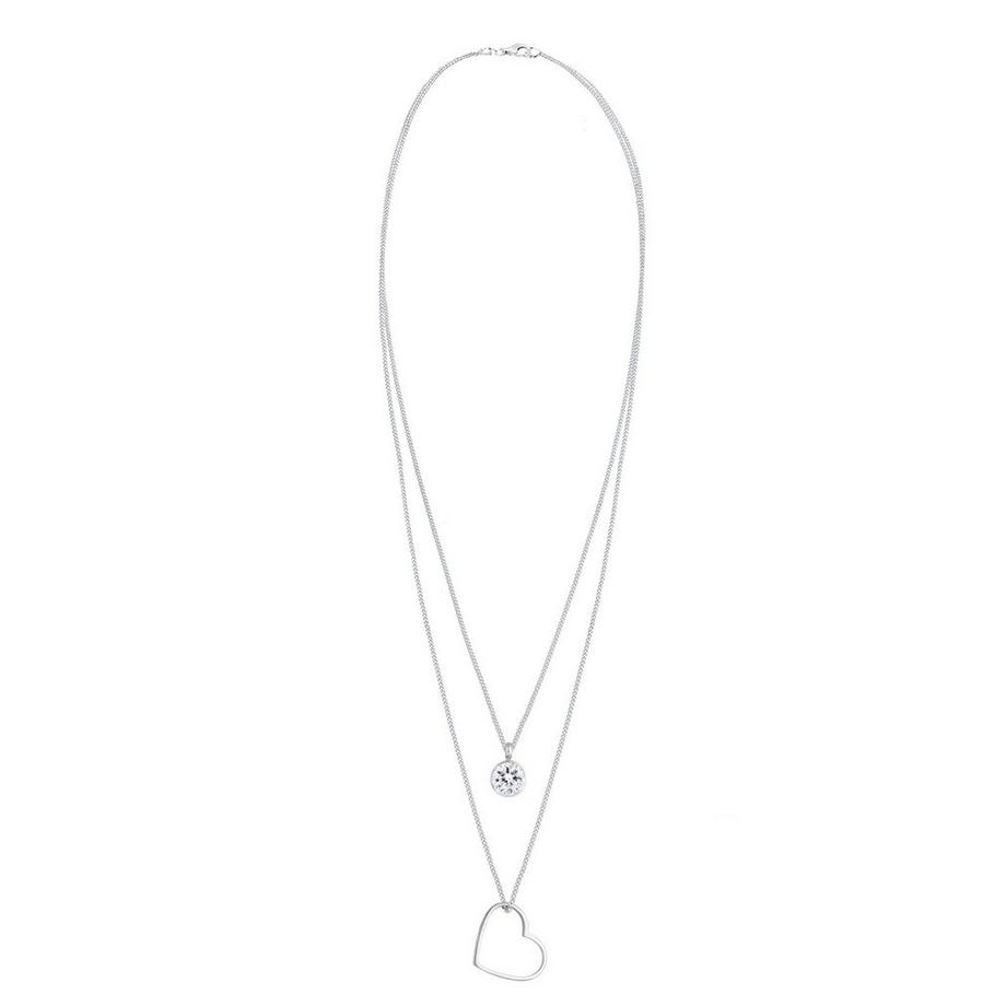 Elli  Collier Collier Femme Layering Avec Pendentif Coeur Et Cristal 