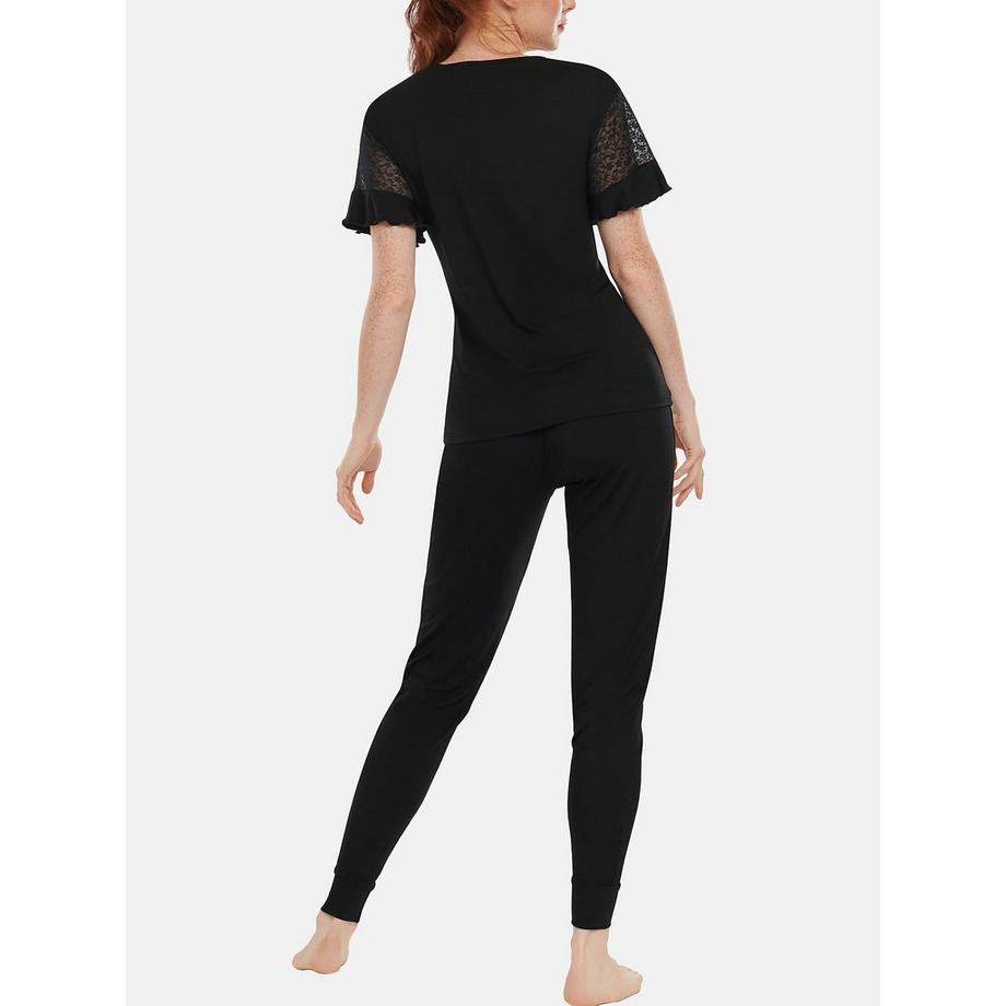 Lisca Pyjama Tenue d'Intérieur Pantalon Top Manches Courtes Smooth  