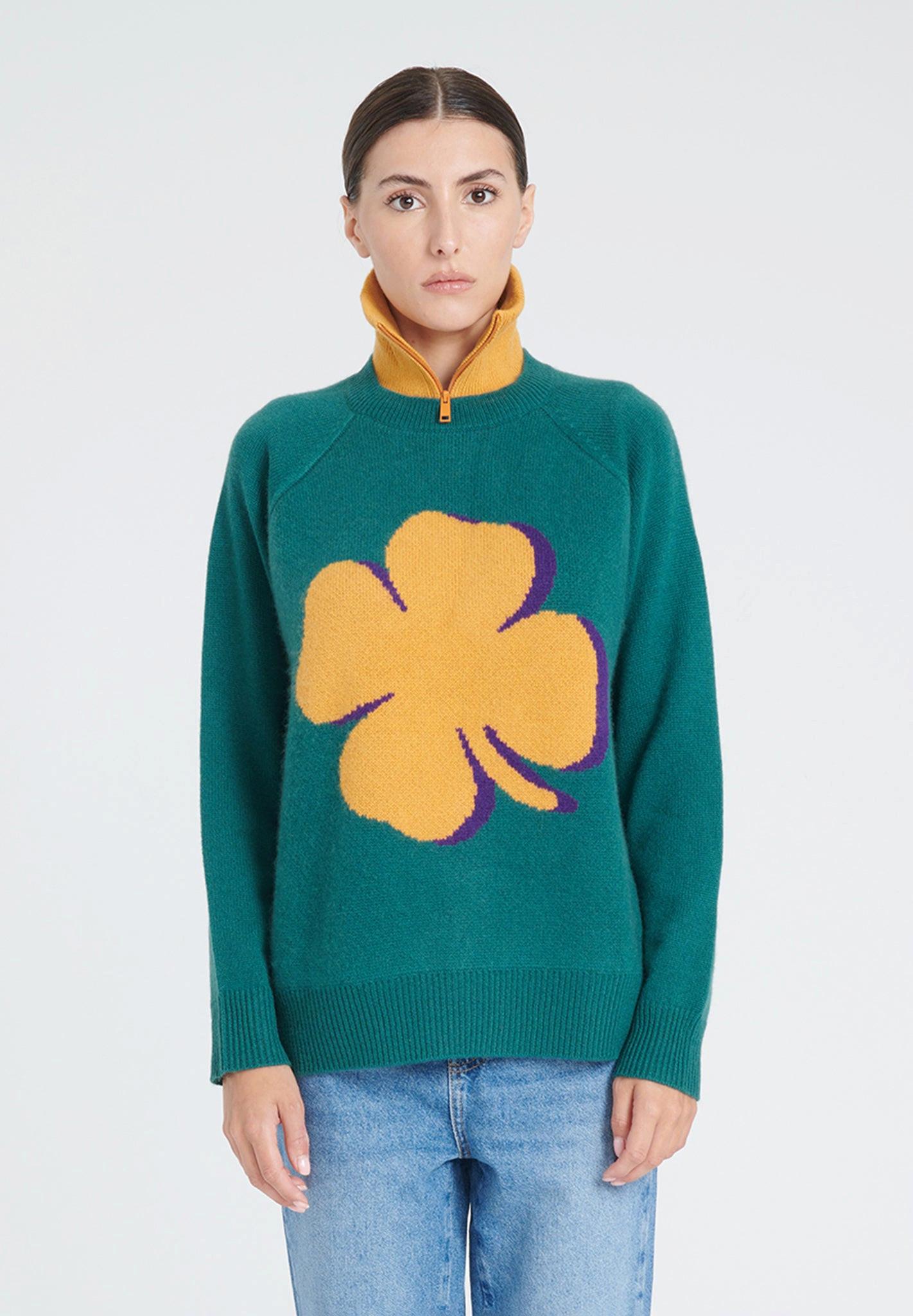 Image of Zaya 10 Pullover Mit Raglanärmeln 4-fädig - 100% Kaschmir Damen Dunkelgrün L