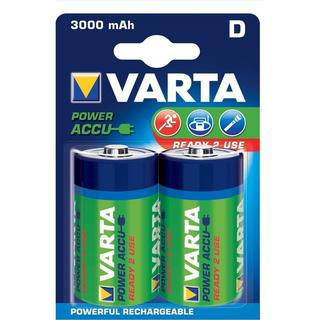 VARTA  Batteria ricaricabile Ni-MH D | 1,2 V DC | 3000 mAh | Precaricata | 2-Blister | HR20 | Verde / Giallo 