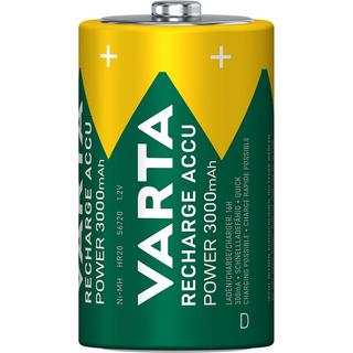 VARTA  Batteria ricaricabile Ni-MH D | 1,2 V DC | 3000 mAh | Precaricata | 2-Blister | HR20 | Verde / Giallo 