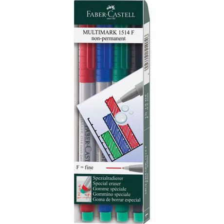 Faber-Castell  Faber-Castell Multimark evidenziatore 4 pz Nero, Blu, Verde, Rosso 