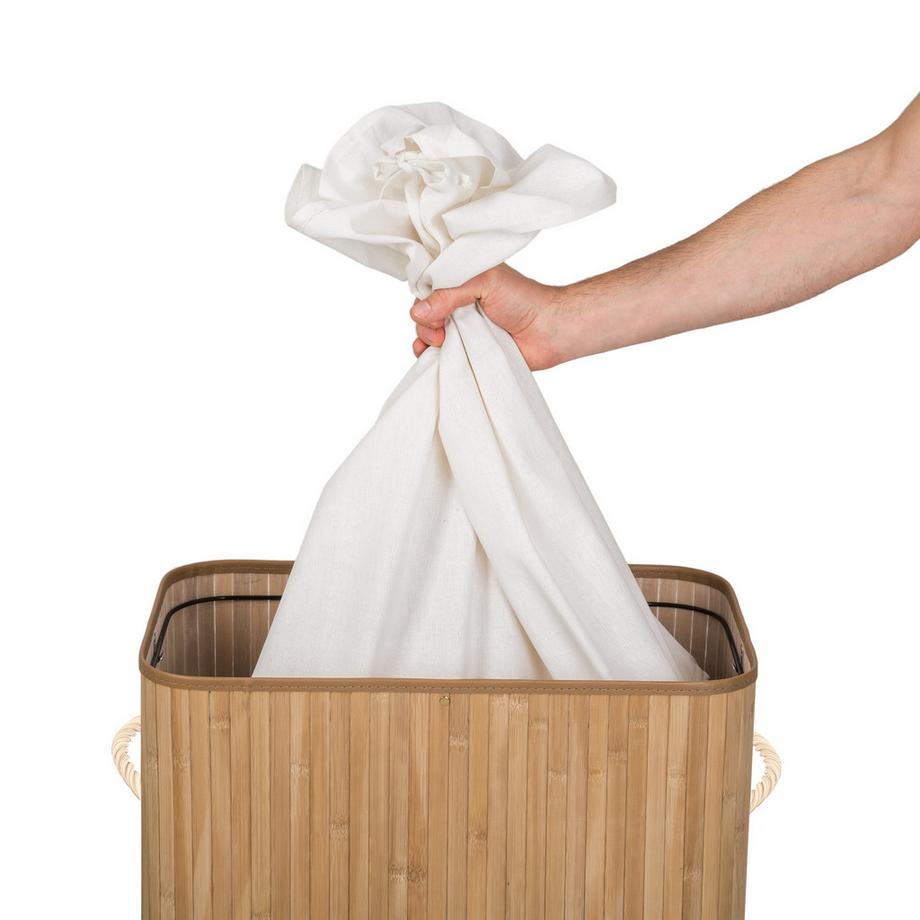 Tectake Wäschekorb  aus Bambus mit Deckel  