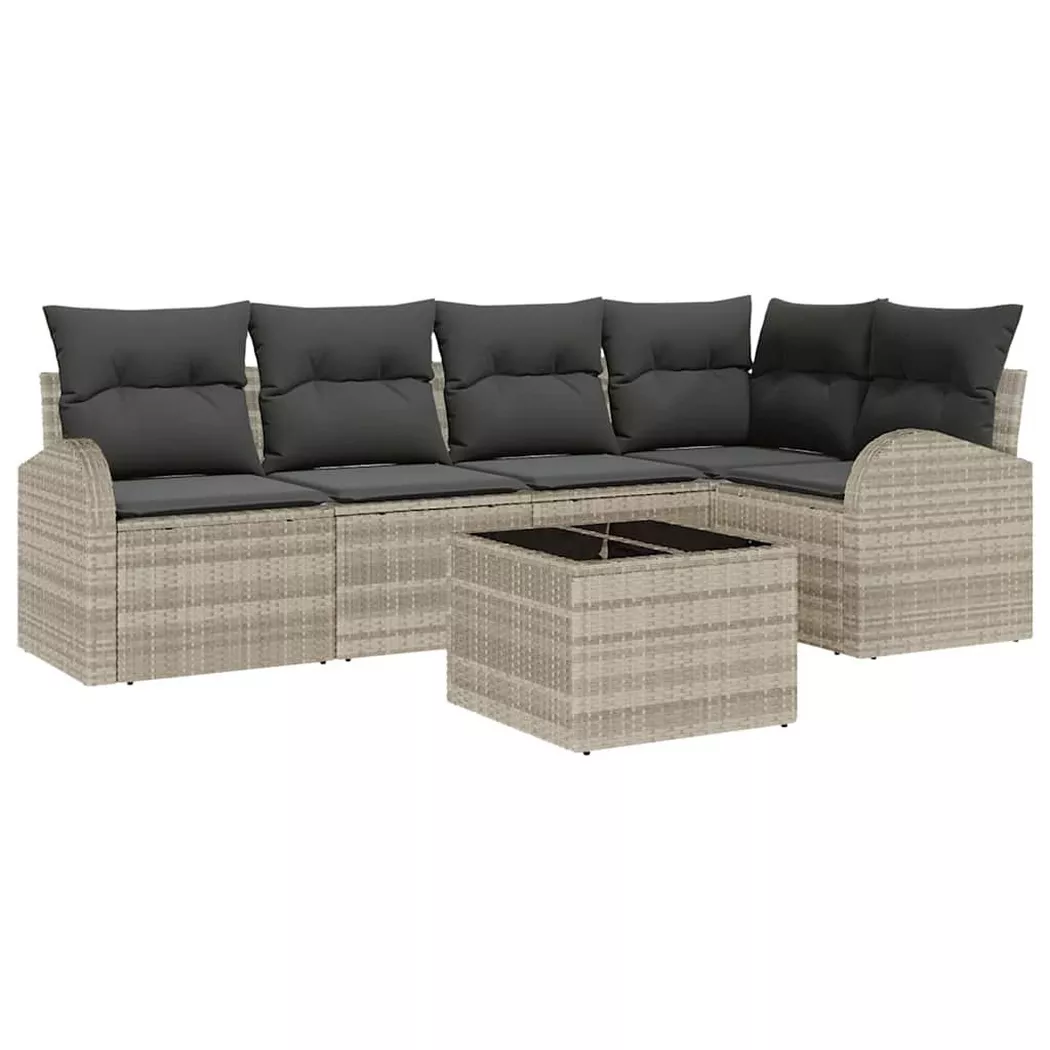 vidaXL Gartensofa-set 6 stk. Hellgrau Poly-Rattan