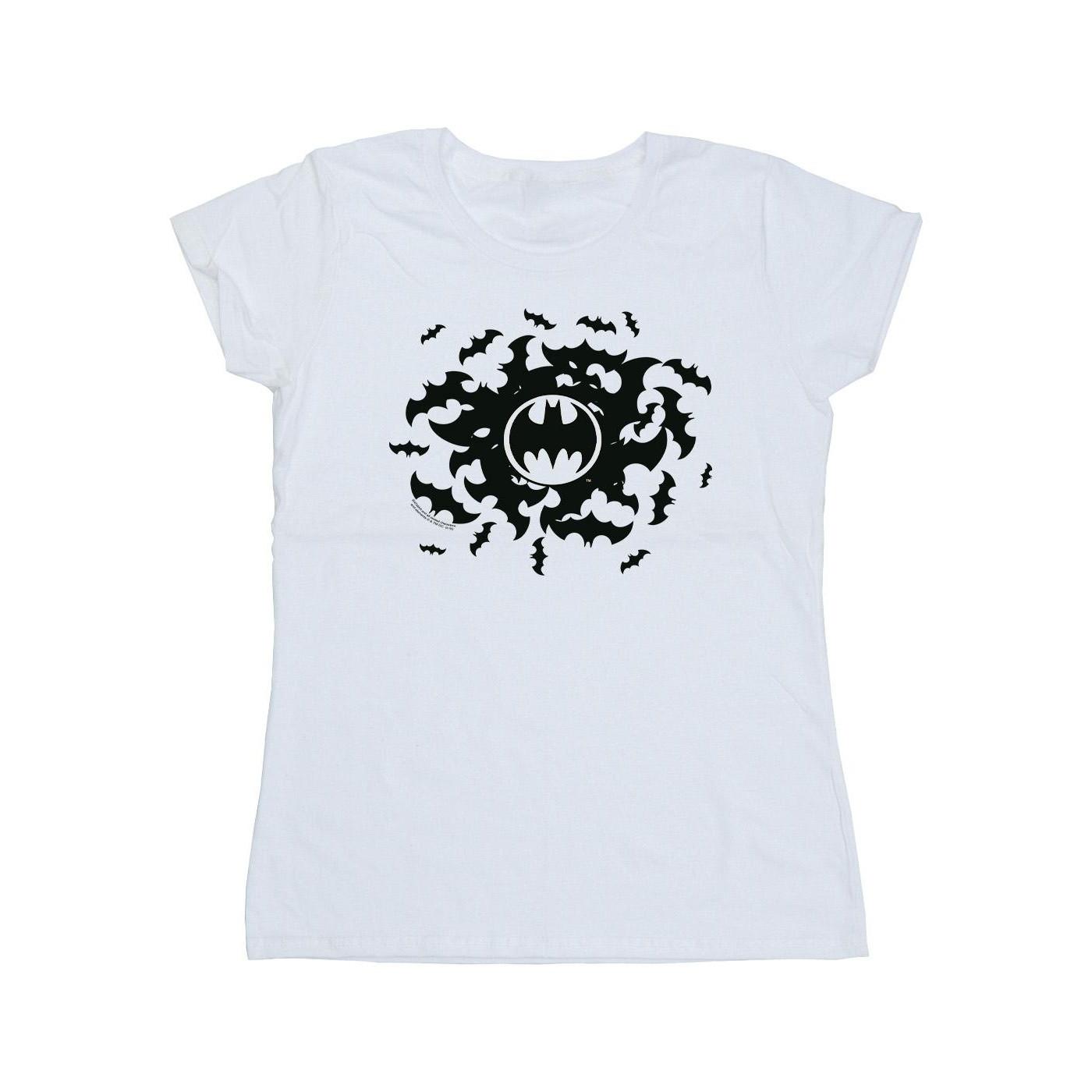 Image of Batman Bat Swirl Tshirt Damen Weiss L
