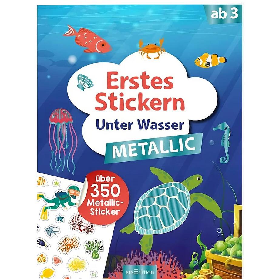 ARS EDITION  Erstes Stickern Metallic - Unter Wasser 